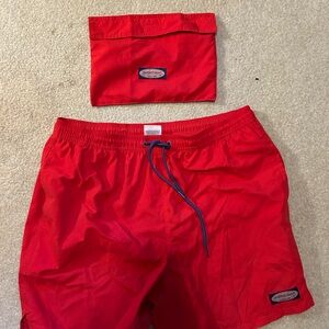 Mens vineyard vines red swim trunks